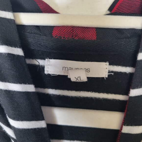 Maurices Women's XL Pullover Hoodie Sweatshirt Black White Striped - Picture 3 of 4